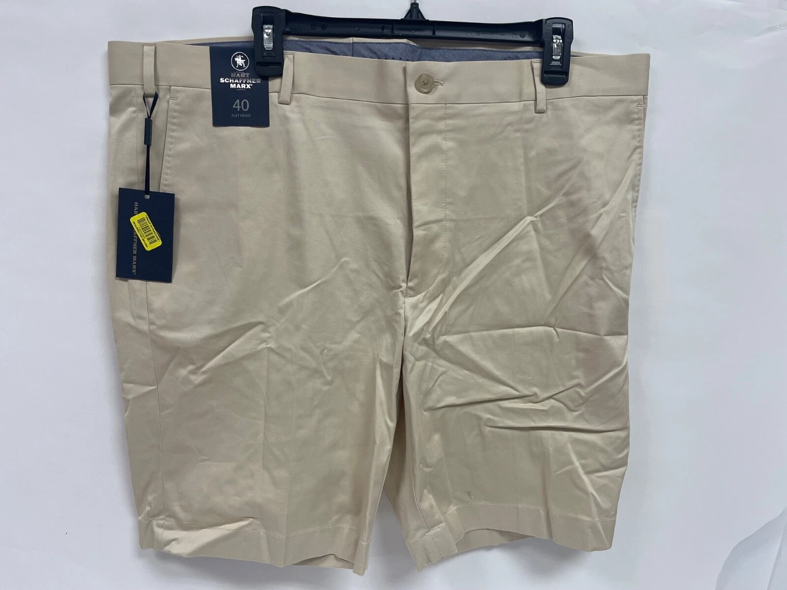 Hart Schaffner Marx Men's Flat Front Stretch Chino Khaki Shorts Size 40
