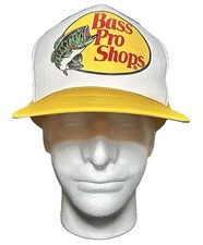Vintage 80  s Bass Pro Shops Yellow Trucker Hat