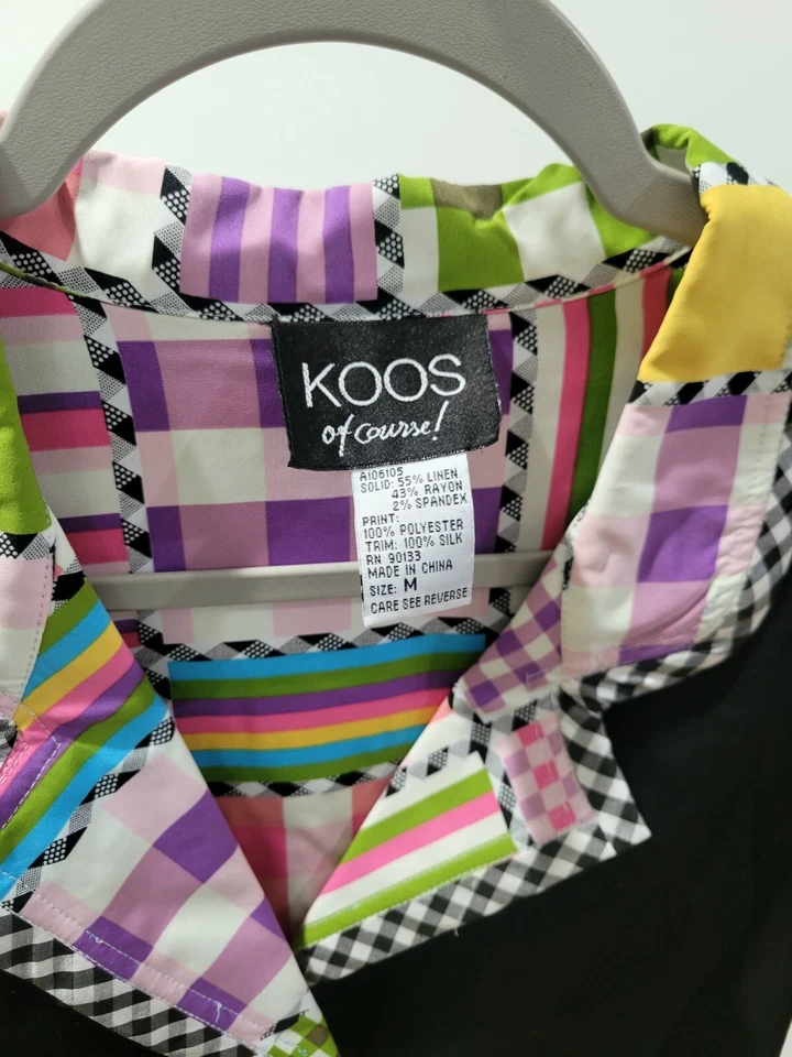 RAINBOW PLAID Koos Of Course! Multicolor Plaid Gingham Lined Jacket Medium - Image 3 of 4