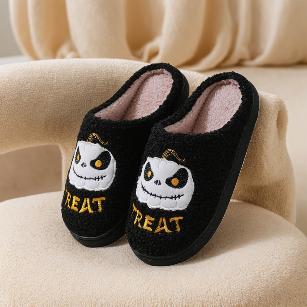 APL Halloween Zucca Peluche Pantofole Punta Chiusa Comode per Inverno