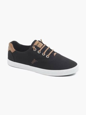 Ladies Bench Casual Slip on Canvas Trainers Black Tan Size UK