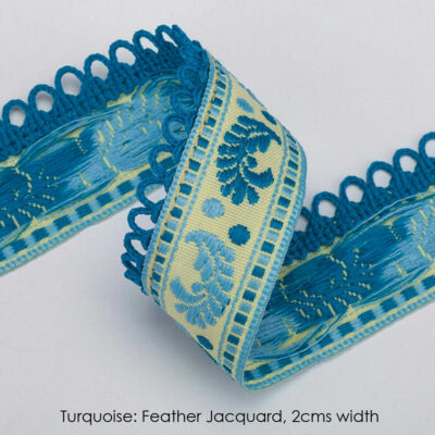 BLUE Theme Polka Dot Woven Print Fabric & Ribbon Set,Folk Style Jacquard,Neotrim