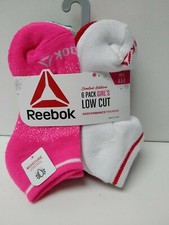 Reebok Girls Low Cut Socks Limited Edition Size 8.5-2 Multi-Color Pack of 6 S 