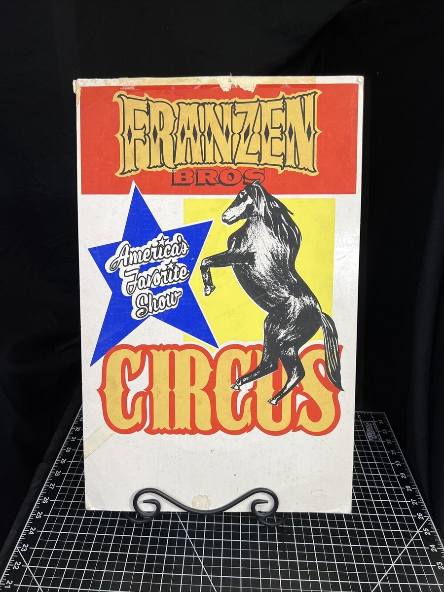 Vintage 1970s Franzen Bros Circus 14X22 Poster Window Card