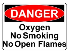 DANGER OXYGEN NO SMOKING NO FLAMES OSHA DECAL SAFETY SIGN STICKER 3M USA MADE 