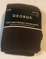 George Girls BROWN Cotton Tights Size Large 12-14 Heavyweight