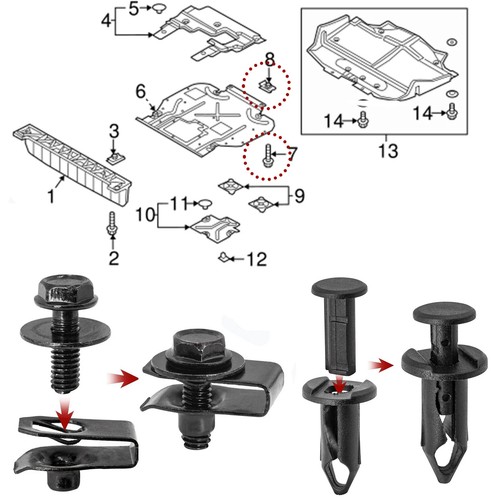 10pcs Car Body Bolt U-nut Clips M6 Engine Cover Bumper Liner Fastener Screws - Picture 13 of 16