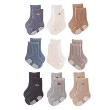 Baby Crew SocksGrips Combed Cotton Socks Toddler Non-Skid for GirlsBoys Non S...