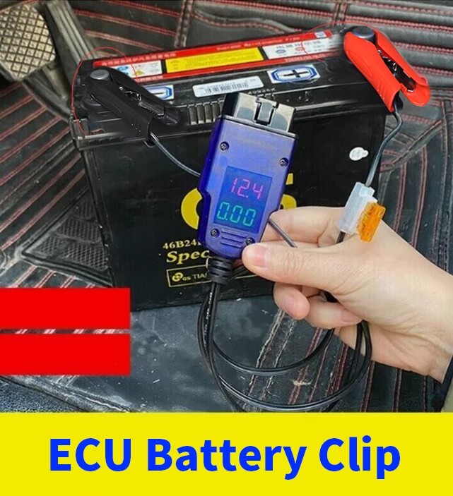 LoongGate OBD2 Auto Memory Saver 2 in 1, Fahrzeug ECU Notstromversorgungskabel mit Alligator Clip On 12V Autobatterie Zigarettenanzünder Power Extension Buchse