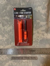 Emergency/Survival: 3-in-1 Fire Starter, Ferro Rod, Striker, Whistle - Key Ring