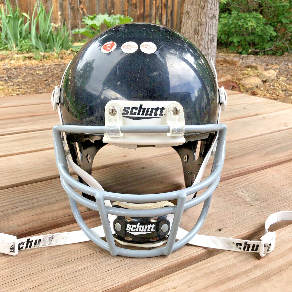 Read* Schutt Air Standard II Football Helmet Youth Med Blk/Gry Broncos Logo  | eBay