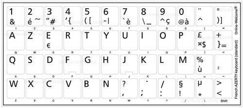 FRENCH AZERTY KEYBOARD STICKER NON TRANSPARENT WHITE - 第 2/3 張圖片