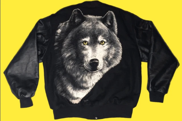 Back Wolf Detail Varsity Jacket