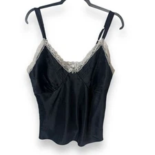 California Dynasty Cami Top Womens Size Large Y2K Lace Satin VTG Babydoll 90s