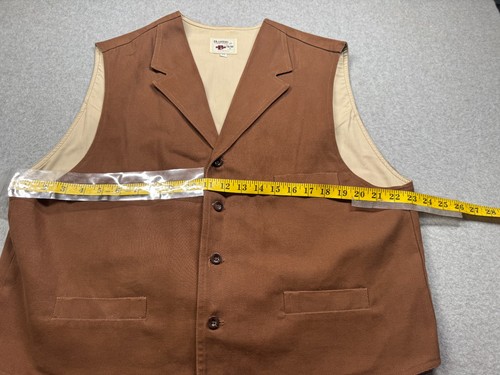 Branding Iron Brown Herringbone Western Vest 4 Pkt XL Made in USA - Picture 5 of 6