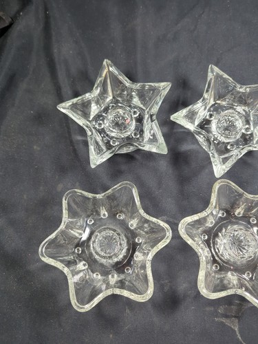 4 candelabros vintage de vidrio estrella de 5 y 6 puntos para velas cónicas de bajo perfil - Imagen 2 de 9