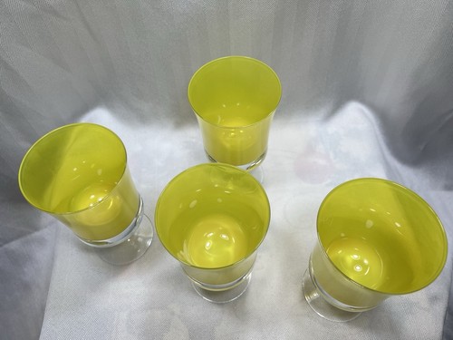 Vintage MCM Denby Glass Yellow Glasses Goblets Set Of 4 - Picture 2 of 6