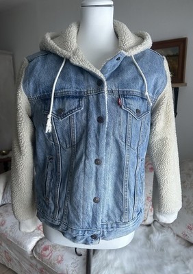 LEVIS Jeans/Teddy-Jacke Damen Gr. M Boyfriend Sherpa Trucker Jacket 