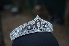 Vintage Silver Oval Gem Tiara Diadem Wedding bridal gift