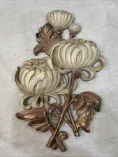 Syroco Chrysanthemum Wall Plaque • Resin Floral Wall Hanging • USA Made