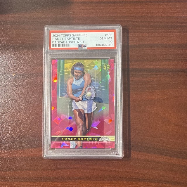 2024 Topps Chrome Tennis Hailey Baptiste Padparadscha 1/1 Sapphire PSA 10 #183