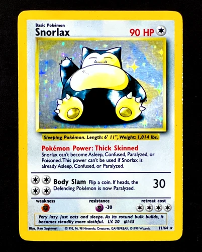 1999 Pokemon SNORLAX Jungle Set NO SYMBOL ERROR Holo Rare MISPRINT Card 11/64
