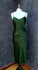 Polo Ralph Lauren Pine Green Satin Midi Slip Dress 10 NWTs