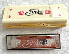 Syairi Silver Harmonica with Metal Plastic Body Case Used 80s Musical Gear
