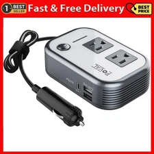 FOVAL 200W Car Power Inverter, DC 12V to 110V AC Car Laptop Charger Fast Charger