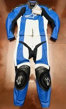 Vintage Alpinestars Octane Two Piece Blue Leather Motorcycle Racing Suit/Size 38