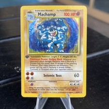 Pokemon TCG Machamp 1st Edition Base Set Holo 8/102 MP Vintage 1999 LP
