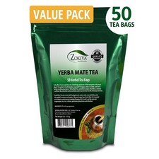 Yerba Mate Tea Bags 50 Count  Herbal Energy Tea  Fresh Leaf Bulk Value Zokiva