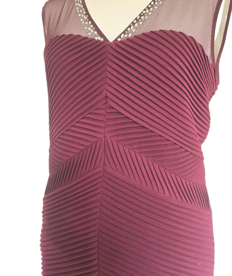 Andrew Marc Women's Size 10 Burgundy Dress Polyester Spandex V-NECK Sleeveless   — 第 3/4 张图片