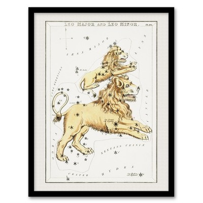 Sidney Hall Vintage Leo Constellation Illustration Framed Wall Art Print A3/A4