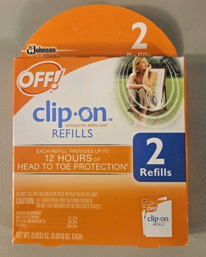 OFF! Clip-On Mosquito Repellent Refills 2pk. 13 Hour Protection New In Box!