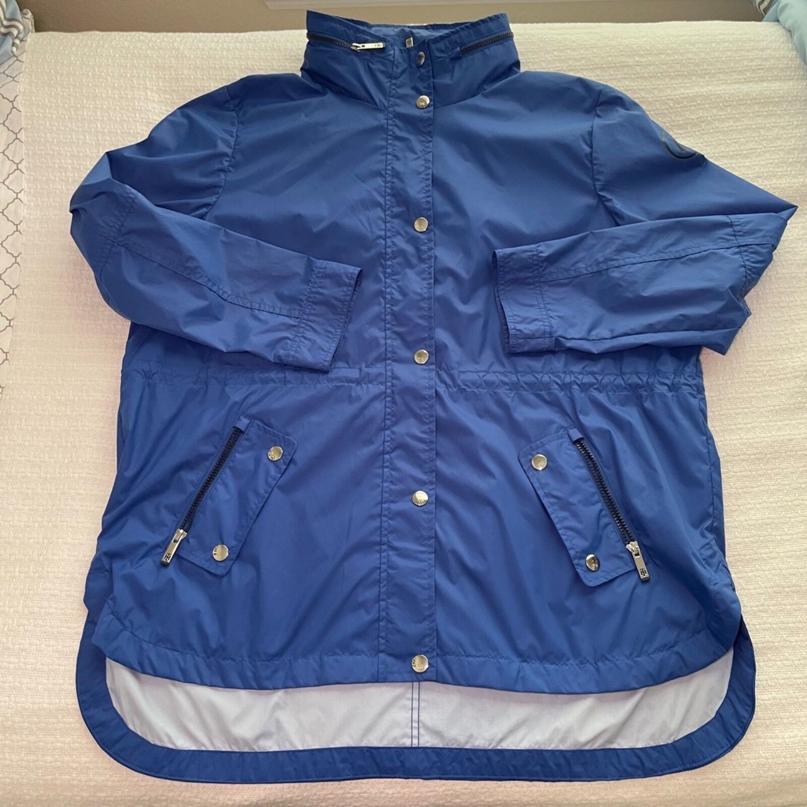 Tommy Hilfiger Oversized Blue Raincoat with Detachable Hood-image