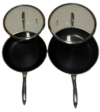 HexClad Hybrid Nonstick 2-Piece 12” 10” Frying Pan Set With Lids