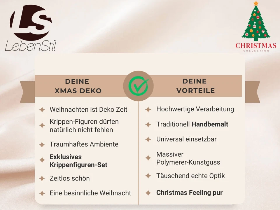 Krippenfiguren Set 8 Figuren 11cm Traditionell Handbemalt Krippe Krippenset Xmas - Bild 4 von 4