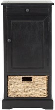 Pemberly Row Contemporary Wood Tall Storage Unit in Black Finish