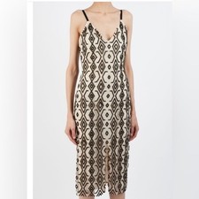 Alice + Olivia midi beaded geometric dress size 4