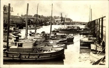 RPPC~Fishing Fleet~possibly LOS ANGELES~Standard Fisheries sign~SHELL~boats