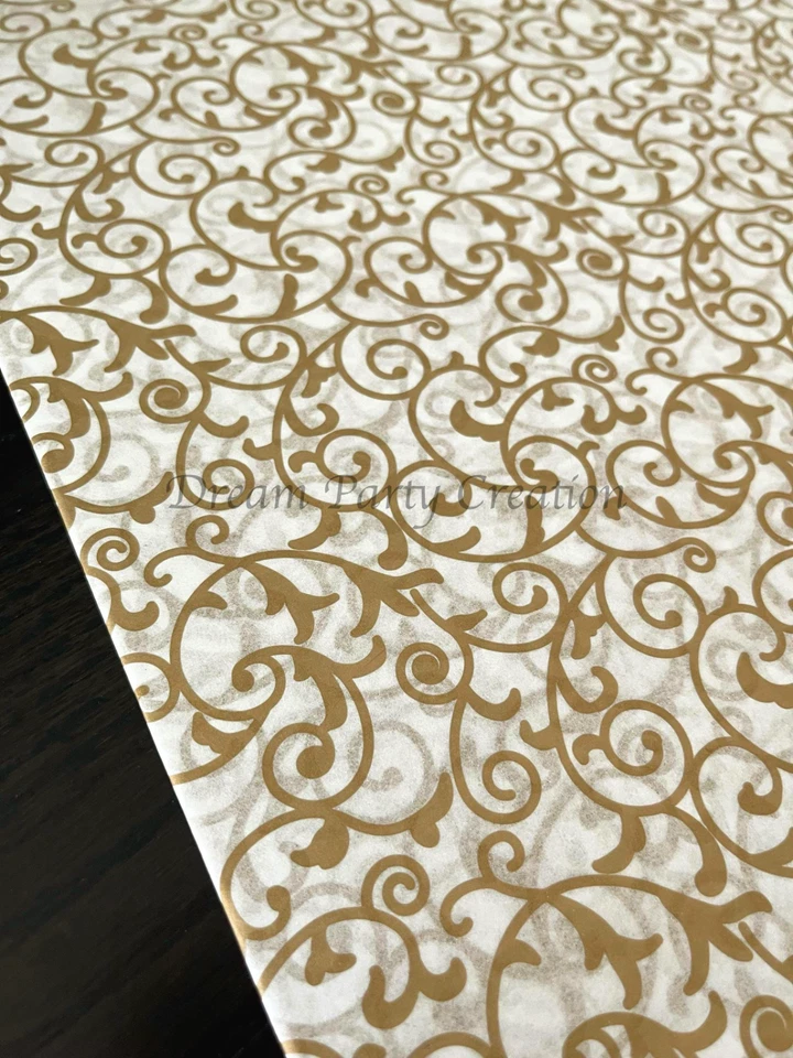 ELEGANT GOLD SCROLL Design Tissue Paper Sheets Choose Size & Package Amount - Image 2 of 4