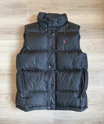 Polo by Ralph Lauren Herren Daunenweste Schwarz S Stehkragen Zip+Dnknopf