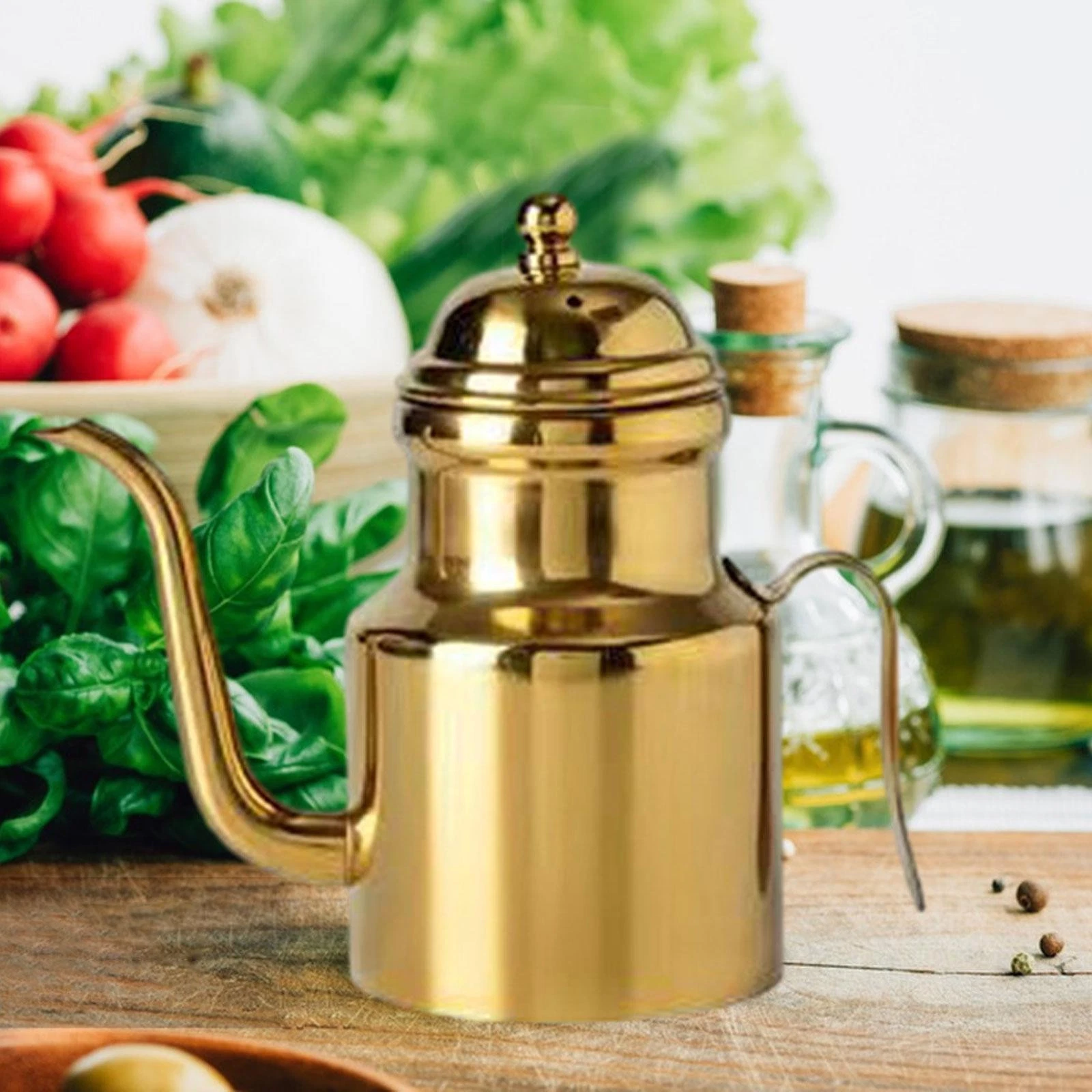Stainless Steel Olive Oil Dispenser Bottle Leakproof Kitchen Bbq Pourer Lid