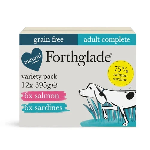 Forthglade Wet Dog Food Salmon & Sardines Variety Pack Grain free 12x 395g Trays
Opens in a new wind