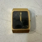 Seiko SX Tank Watch Men 26mm Black Dial Gold Tone Rectangle 5Y95-5009 no band