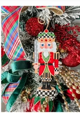 Nutcracker Checkered Black, Red & White Ornament