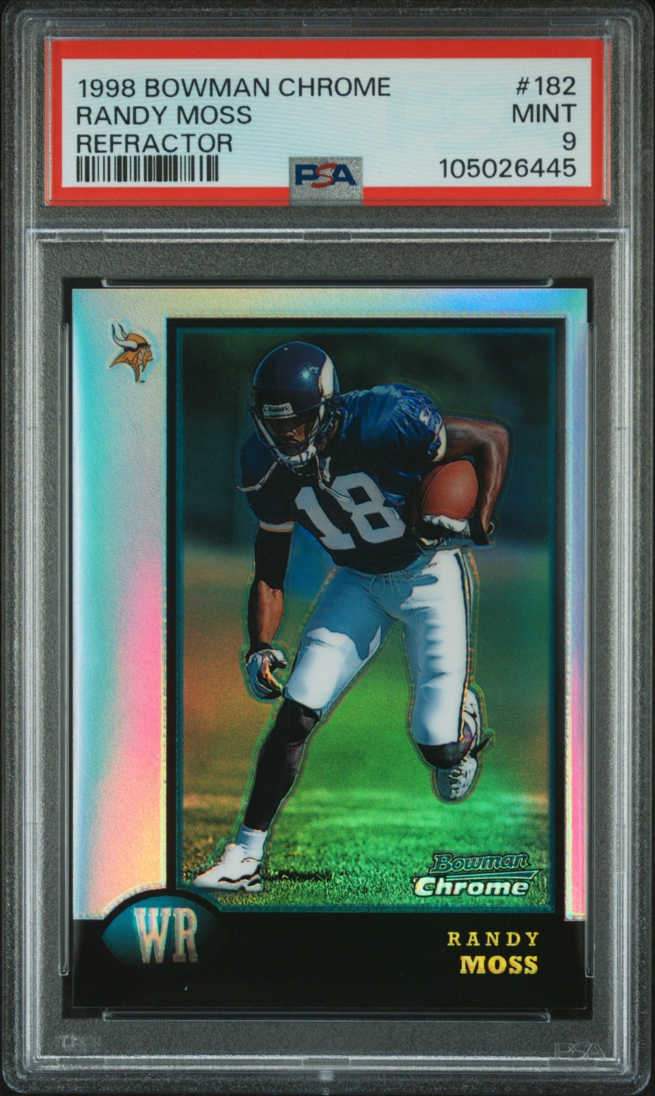 1998 BOWMAN CHROME REFRACTOR #182 RANDY MOSS ROOKIE RC PSA 9