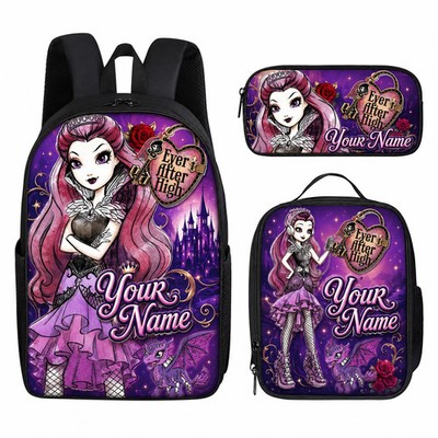 Ever After High Backpack Set, Custom Name School Bag, Lunch Bag for Girl