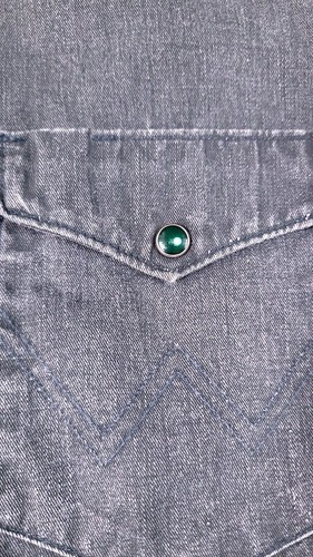 Camicia Wrangler Denim Brushpopper Western Vintage Tg 15-33 Toppa Gomito a Righe - Foto 10 di 10